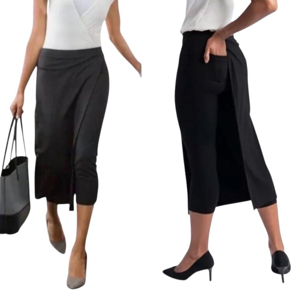 BETABRAND The Sassiest Pants Capris Midi Skirt Overlay in Black - Picture 4 of 14